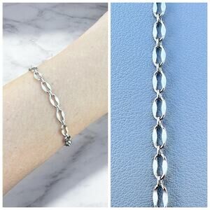 Faceted Oval Link Sterling Silver 925 Bracelet Vintage 7”